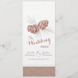 Menu janto castanho do casamento no inverno Cones