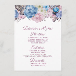 Menu Janto Chic Floral Azul e Rosa Parisiense