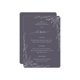 Menu Janto de Ação de Graças Dusty Purple Leaf Motif
