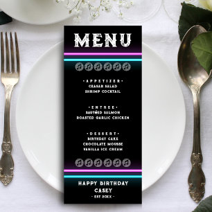 Menu Janto de Aniversário com Riscos Vermelhos e Rosa V