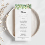 Menu Janto de Caligrafia Botânica Greeneric<br><div class="desc">Este cartão de janto de caligrafia botânica verde é perfeito para um casamento simples. Esta bela design de aquarela apresenta folhagem verde botânica. Este menu pode ser usado para recepção de casamento,  janto de ensaio,  chá de panela ou qualquer evento.</div>