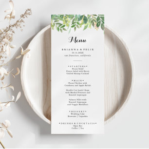 Menu Janto de Caligrafia Botânica Verde