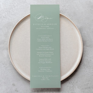 Menu Janto de Caligrafia Moderna Verde Branca