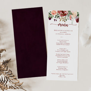 Menu Janto de Caligrafia Rustic Summer Floral