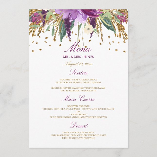Menu Janto de Casamento Ametist com Espumação Flor (Frente)