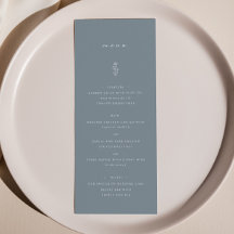 Menu Janto de Casamento Azul com Folha Simples