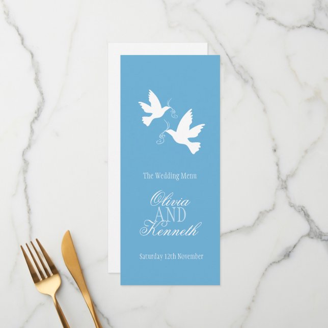 menu janto de casamento azul e branco (Frente/Verso In Situ)