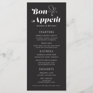 Menu Janto de Casamento Bon Appetit Black White