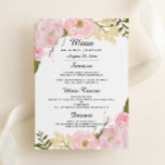 Menu Janto de Casamento Botânico Blush Branco Cor-<br><div class="desc">Convidado,  cartões rsvp,  selos postais e muito mais na Loja Little Bayleigh. Utilizámos o trabalho de arte de: www.createthecut.com</div>