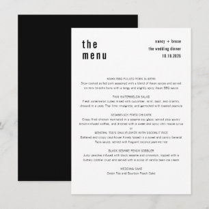 Menu Janto de Casamento Branco Na moda preto ultra-míni