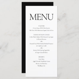 Menu Janto de Casamento Branco Negro Formal Clássico El