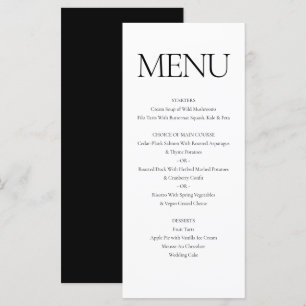 Menu Janto de Casamento Branco Negro Formal Clássico El