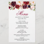 Menu Janto de Casamento Chic Floral Blush Red Burg<br><div class="desc">Cartão de Menu Janto Floral de Casamento Floral Red Burgundy. Para mais personalização,  clique no link "personalizar mais" e use nossa ferramenta design para modificar esse modelo. Se precisar de ajuda ou itens correspondentes,  entre em contato comigo.</div>