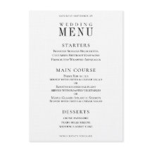 Menu Janto de Casamento Clássico da Fatura Sprig W