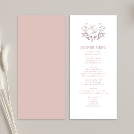 Menu Janto de Casamento Clássico de Script Rosa-Bl