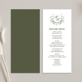 Menu Janto de Casamento Clássico de Script Verde-O