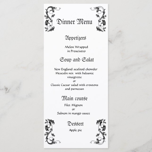 Menu janto de casamento clássico e eleganet (Frente)