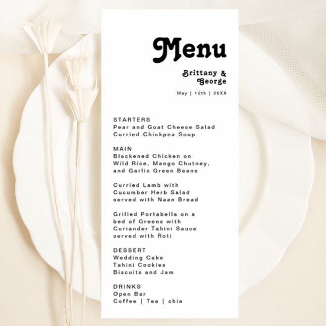 Menu Janto de Casamento com Letra Retroativa Moder (Criador carregado)