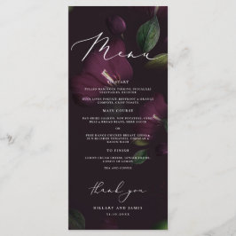 Menu Janto de Casamento da Caligrafia Roxo Moody