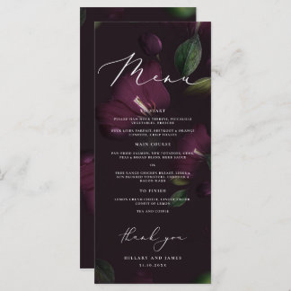 Menu Janto de Casamento da Caligrafia Roxo Moody