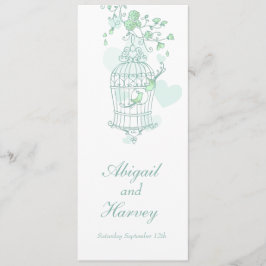 Menu janto de casamento da gaiola branca e verde