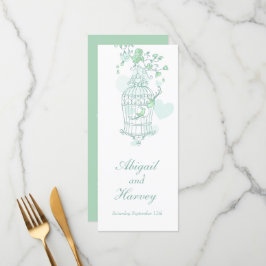Menu janto de casamento da gaiola branca e verde