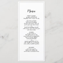 Menu Janto de Casamento de Borda Preta de Script E