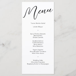 Menu Janto de Casamento de Caligrafia Negra Elegante