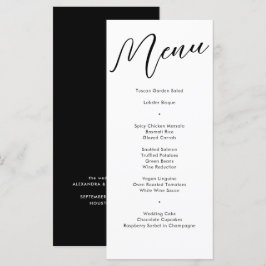 Menu Janto de Casamento de Caligrafia Negra Elegante
