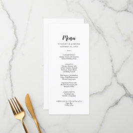 Menu Janto de Casamento de Caligrafia Simples