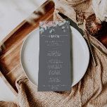 Menu Janto de Casamento de Cinzas Florais Rosa Rosa Clá<br><div class="desc">Este clássico cartão de janto de casamento de rosa rosa rosa rosa rosa rosa-rosa é perfeito para um casamento rústico. O design apresenta elegantes rosas rosa poeirentas e poeirentas e folhagem verde, perfeitamente reunidas em belos buquês com fundo de cinza. Este menu pode ser usado para recepção de casamento, janto...</div>
