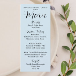 Menu Janto de Casamento de Estilo Simples Azul Claro