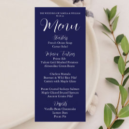 Menu Janto de Casamento de Estilo Simples Azul-marinho