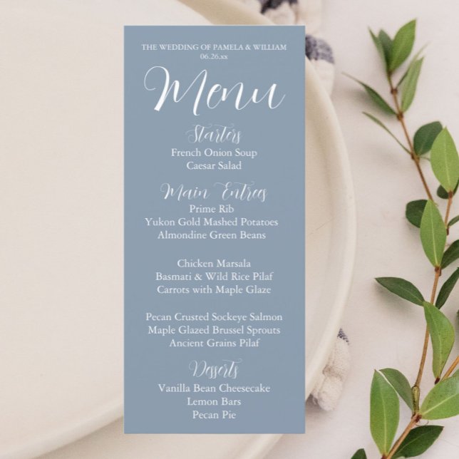 Menu Janto de Casamento de Estilo Simples Dusty Blue (In Situ Table)