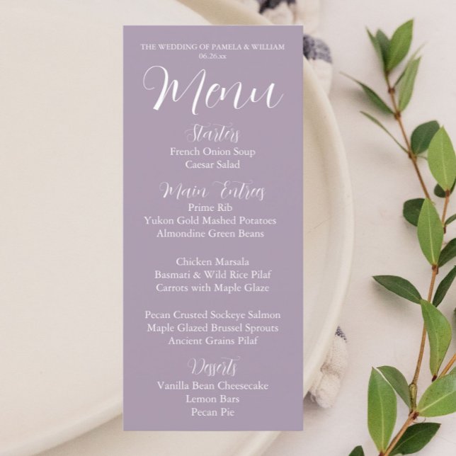 Menu Janto de Casamento de Estilo Simples Mauve (In Situ Table)