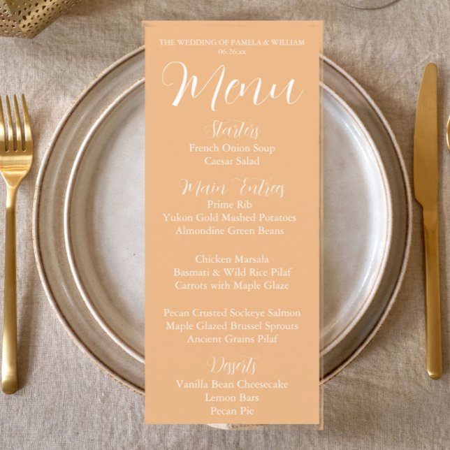 Menu Janto de Casamento de Estilo Simples Peach (In Situ Table)