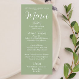 Menu Janto de Casamento de Estilo Simples Verde Sage