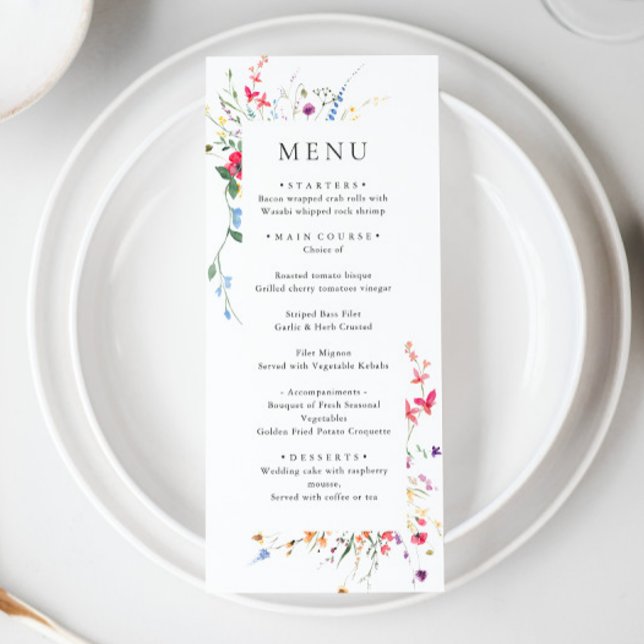 Menu Janto de Casamento de Flores Selvagens de Aquarela (Criador carregado)