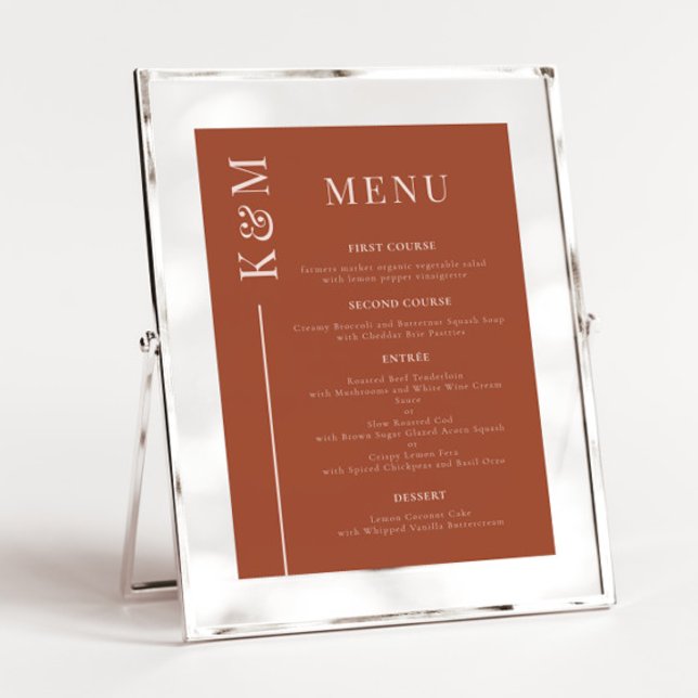 Menu Janto de Casamento de Linha Limpa Terracotta (Criador carregado)