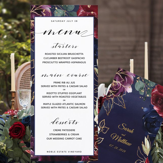 Menu Janto de Casamento de Marinhos Borgonha (Criador carregado)