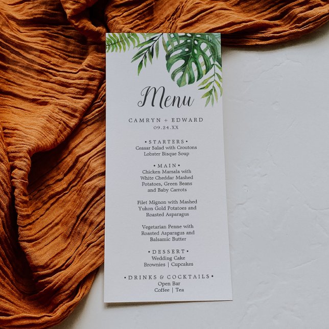 Menu Janto de Casamento de Palma Tropical Selvagem (Criador carregado)