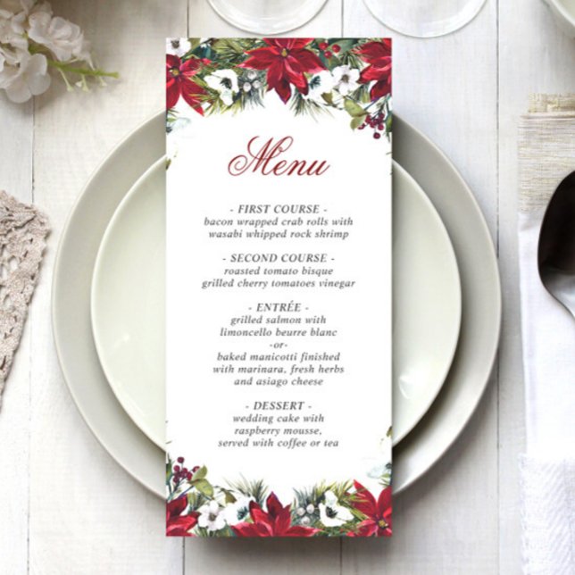 Menu Janto de Casamento de Poinsettia Vermelha no Natal (Criador carregado)