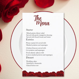 Menu Janto de Casamento de Rosa vermelha de Encant