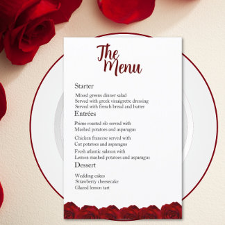 Menu Janto de Casamento de Rosa vermelha de Encant