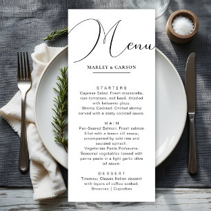Menu Janto de Casamento de Script de Caligrafia Minimal