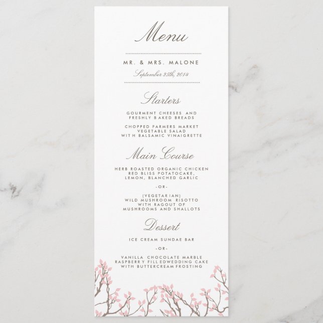 Menu Janto de Casamento de Sucursais Felizes (Frente)