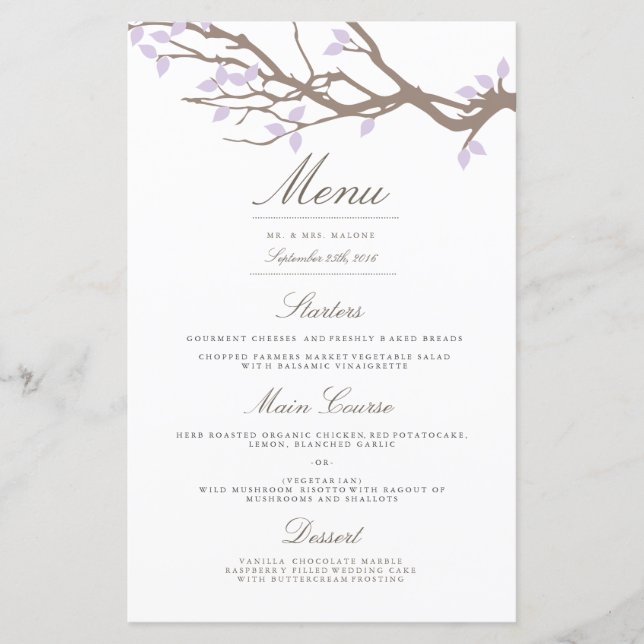 Menu Janto de Casamento de Sucursais Felizes (Frente)
