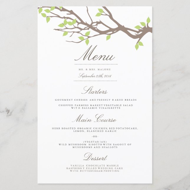 Menu Janto de Casamento de Sucursais Felizes (Frente)