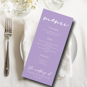Menu Janto de Casamento de Tipografia Roxo Lilac