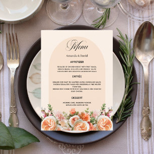Menu Janto de casamento do Beige creme laranja floral